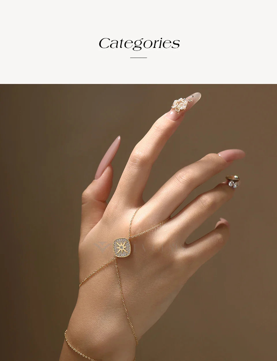 Vintage Hand Chain Bracelet Ring for Women s925 Silver 18k Gold Plated Moissanite Charm Bracelets Party Christmas Gifts