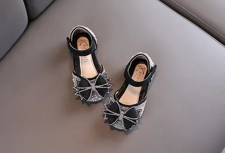 2025 Summer Girls Flat Princess Sandals Fashion Sequins Bow Rhinestone Baby Shoes Kids Shoes For Party Wedding Party Sandals