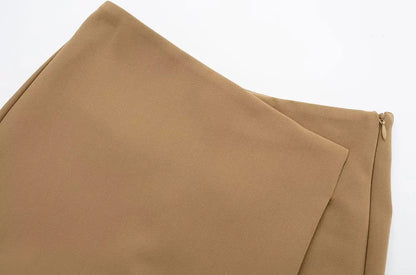 Women Fashion Pareo Style Asymmetric Shorts Skirts Vintage High Waist Side Zipper Female Skort Mujer