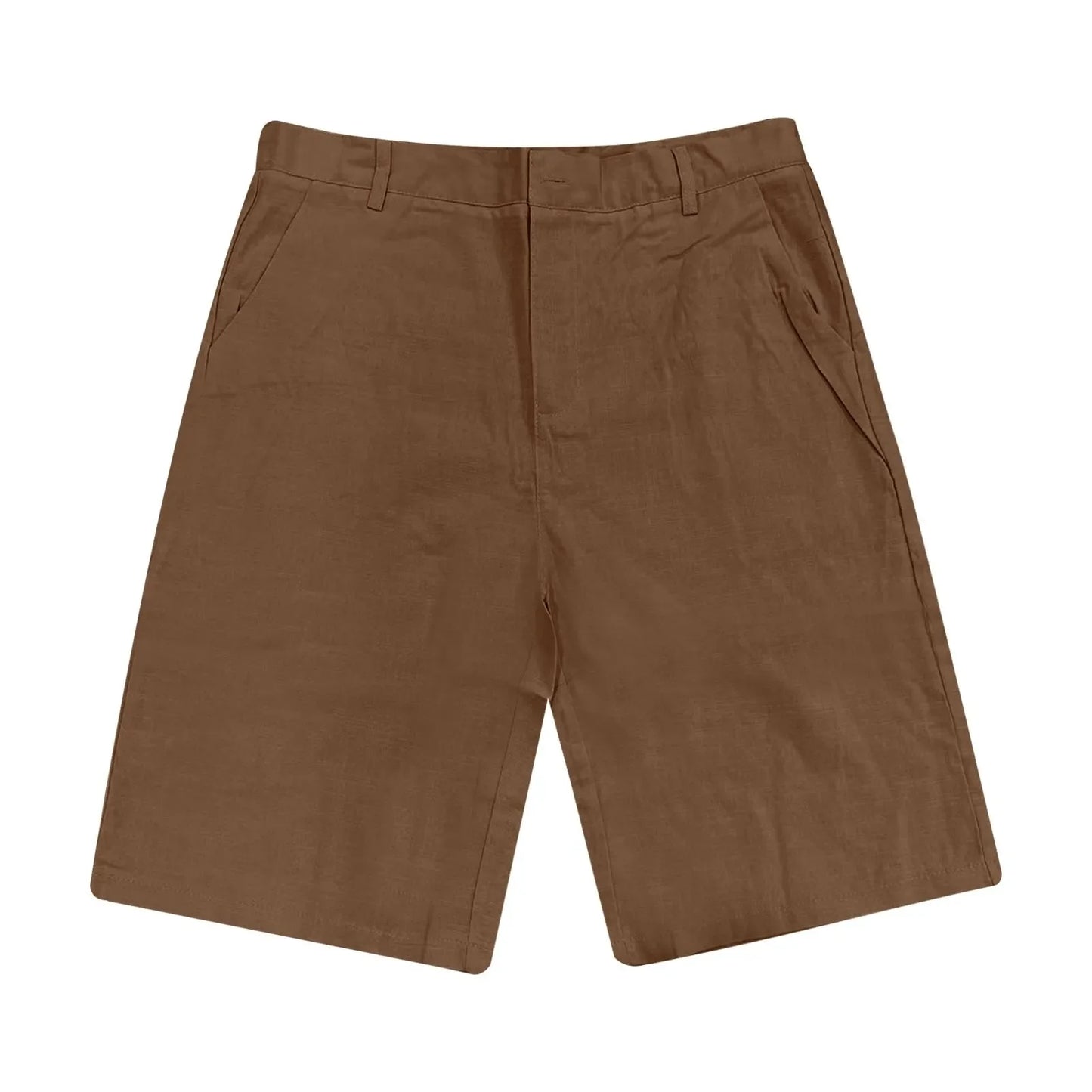 2025 Summer Cotton Linen Shorts for Men Solid Casual Button Pocket Beach Shorts Men's Comfortable Simple Vacation Leiture Pants