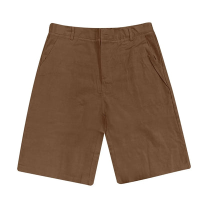 2025 Summer Cotton Linen Shorts for Men Solid Casual Button Pocket Beach Shorts Men's Comfortable Simple Vacation Leiture Pants