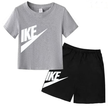 Kids Summer Short Sleeve T-shirt Shorts 2Pcs Set Boy Girl Casual Sport Jogging Suit Toddler 3-12Y