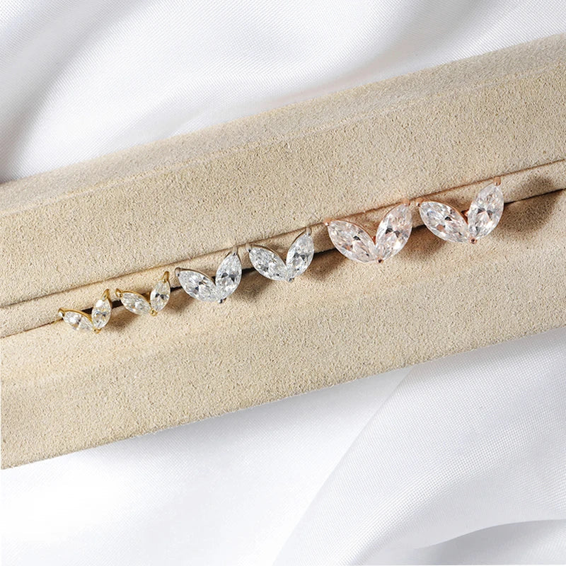 0.3-1CT Marquise Cut Real Moissanite Stud Earrings for Women Party 14k Plated Lab Diamond Earring Silver Jewelry S925
