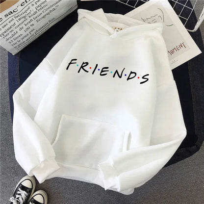 Women Funny Cartoon Friends Black Hoodies Friends Tv Show Harajuku Ullzang Graphic Sweatshirt Vintage Letter Y2k Hoody Female
