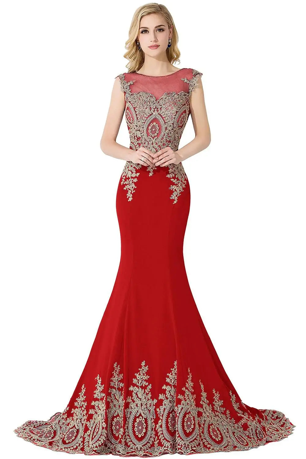Vestidos de Baile Sereia de Renda Transparente, Luxuosos Apliques, Bordados, Missangas, Vestidos de Noite Ilusão, Vestido de Festa Longo