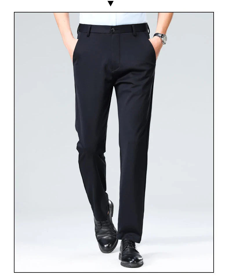 New Men's Stretch Suit Pants Flat Front Business Casual Pants Wrinkle Resistant Work Pants