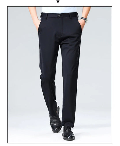 New Men's Stretch Suit Pants Flat Front Business Casual Pants Wrinkle Resistant Work Pants