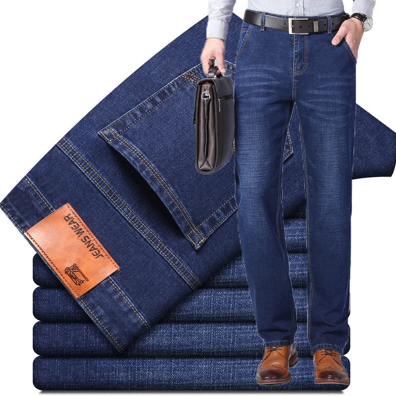 2023 Men's Stretch Black Jeans Classic Style Business Fashion Pure Slim-fit Denim Pants Male Brand Casual Trousers