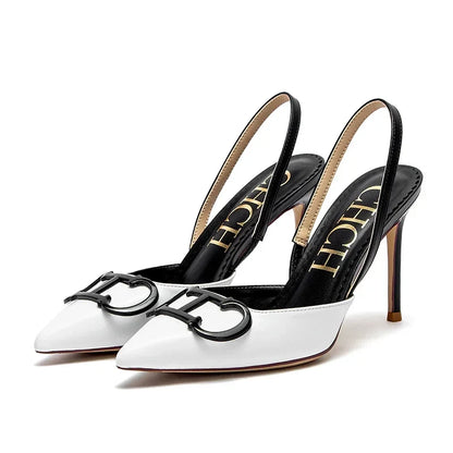Woman Middle Heel Slippers Luxury Brand Women's Shoes Retro Design 2025 Summer New