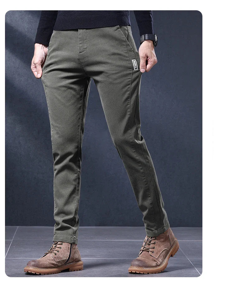 Classic Slim Fit Mens Casual Pants Breathable Straight Stretch Korean Business Trousers Spring Autumn New Fashion Male Clothing