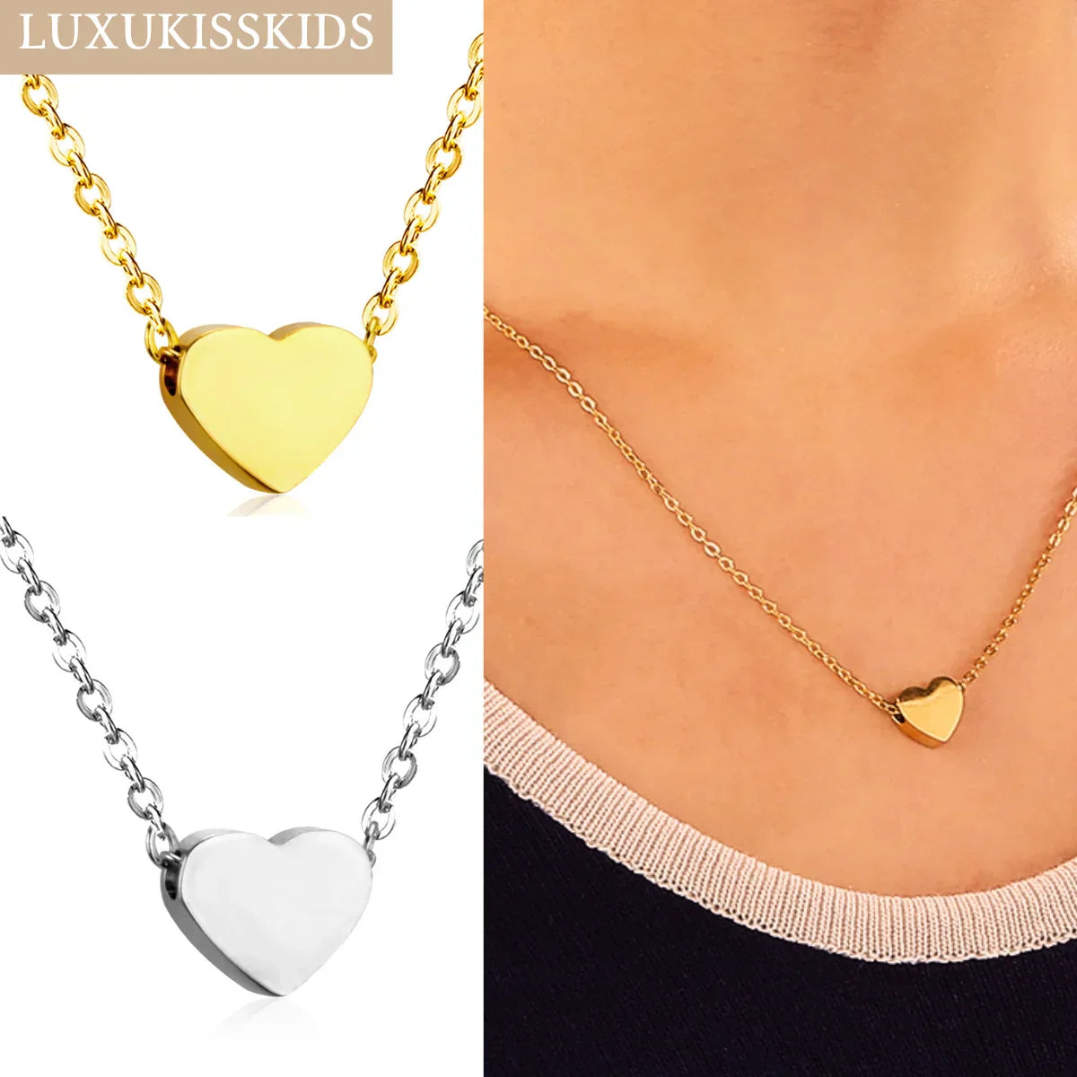 Heart Star Moon Pendant Necklaces Tiny Charms Stainless Steel Choker Women/Girls Y2K Sweater Boho Jewelry Collares