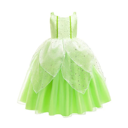 Disney Girls Cosplay Fada Tinker bell Vestido Crianças Princesa Fada das Flores Com Asas Fantasia Festa Tinkerbell Tinker Bell Vestido