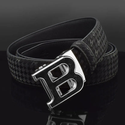 High Quality Automatic Buckle belts men Golden buckle fashion Waist Strap genuine leather Cowskin cintos masculinos B letter
