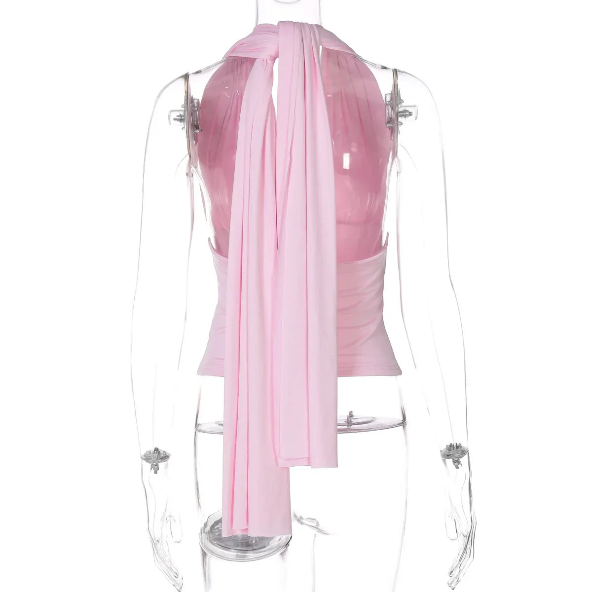 Halter Neck Backless Sexy Vest Women's Summer Slim Strappy Fashion Elasticity V-Neck Vest Solid Vacation Party Female Top 2026