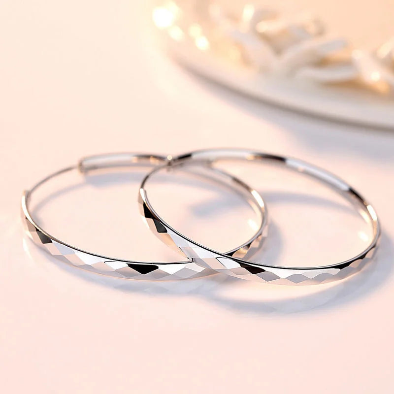 925 Sterling Silver Hoop Earrings For Women 18K Gold Plated Jewelry Dazzling Women's Hoops Earrings Christmas Gifts