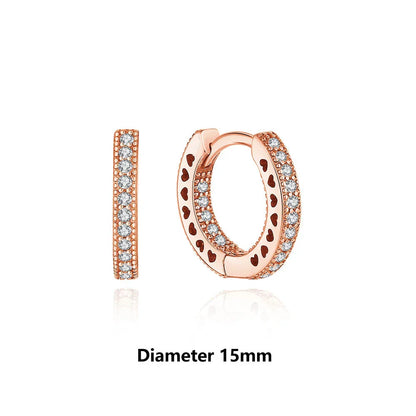 Original 925 Sterling Silver Earrings 2025 Stud Hoop Crystal Earings For Women Rose Gold Crown Heart Infinity Bee Earing Jewelry