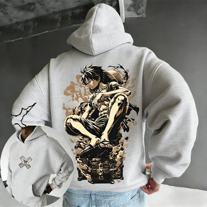Anime Luffy Printed Cotton Hoodie  Spring/Autumn Men's New Street Hip Hop Loose Casual Parent Child Sweater Top