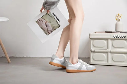 Women's Sneakers 2026 New Genuine Leather Ladies Moral Training Shoes Casual Spring Flat Shoes Women