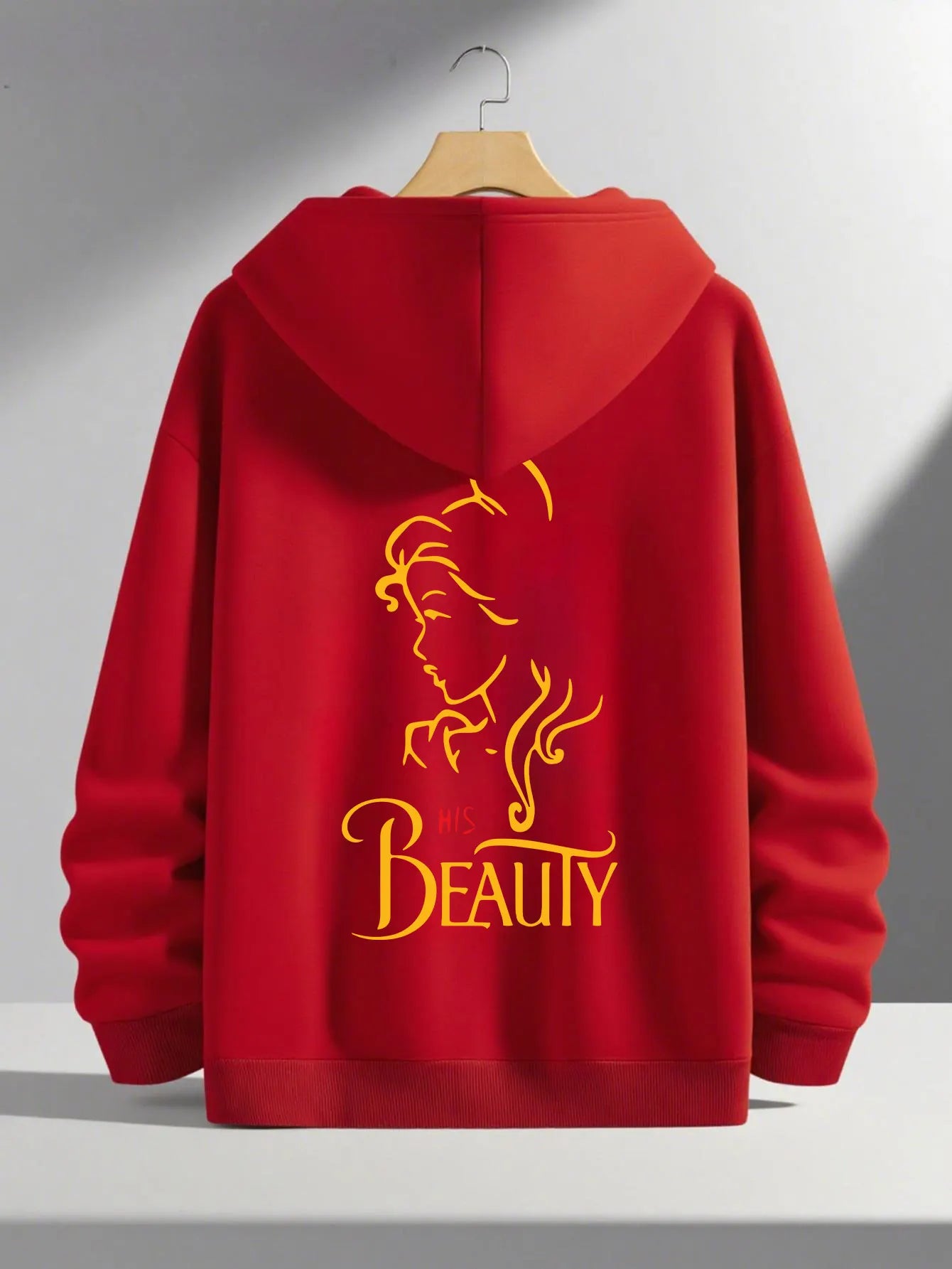 Romantic Theme Beauty and the Beast Couple Hoodies Men'S Women'S Separate Styles Pullover Casual Loose Fit Sweatshirt Hoodie Y2K