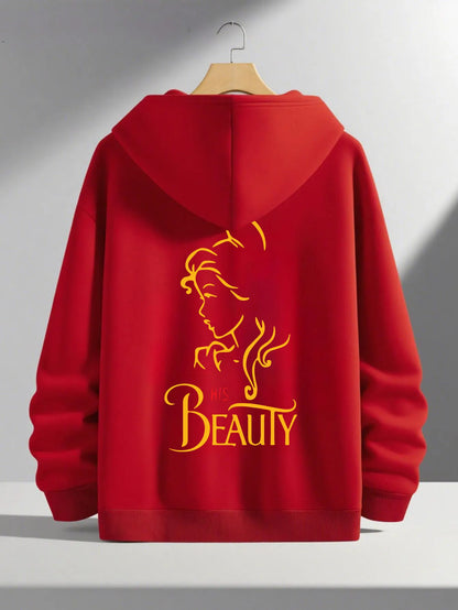 Romantic Theme Beauty and the Beast Couple Hoodies Men'S Women'S Separate Styles Pullover Casual Loose Fit Sweatshirt Hoodie Y2K