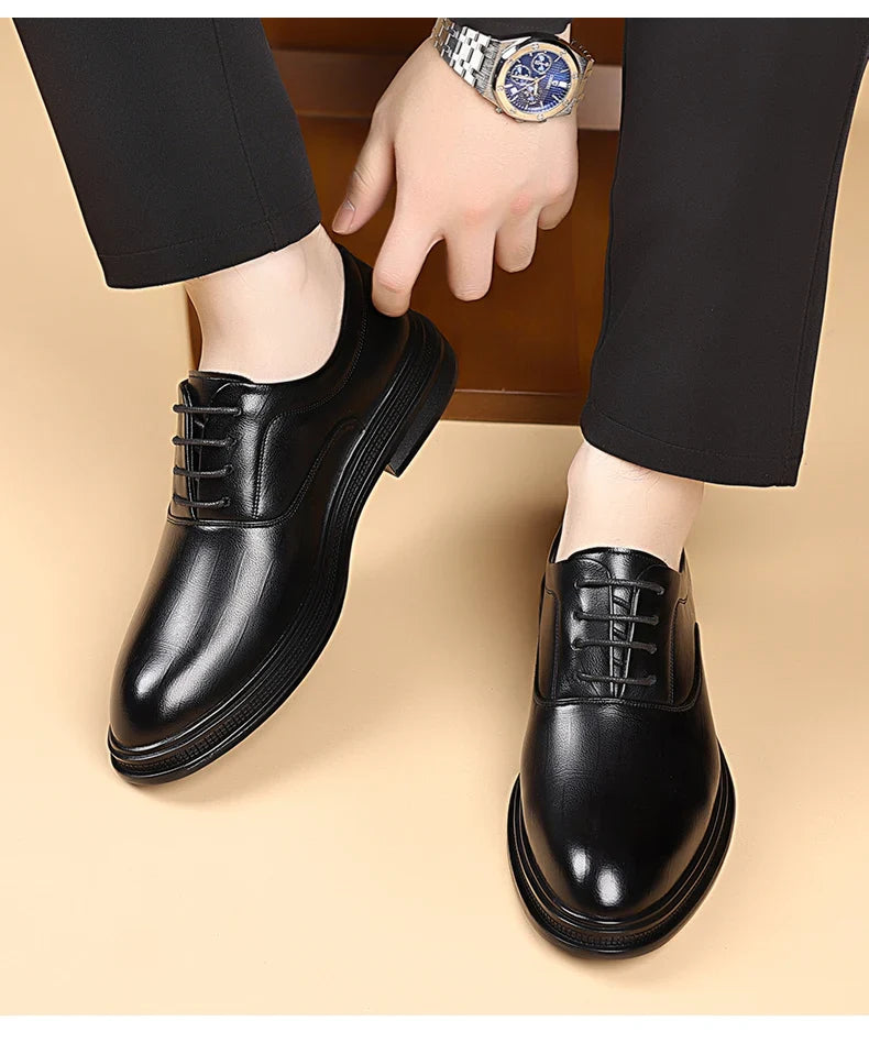 Men Dress Shoes Black Soft Leather Men Heighten Formal Shoes Casual Business Men Oxfords Suit Shoes