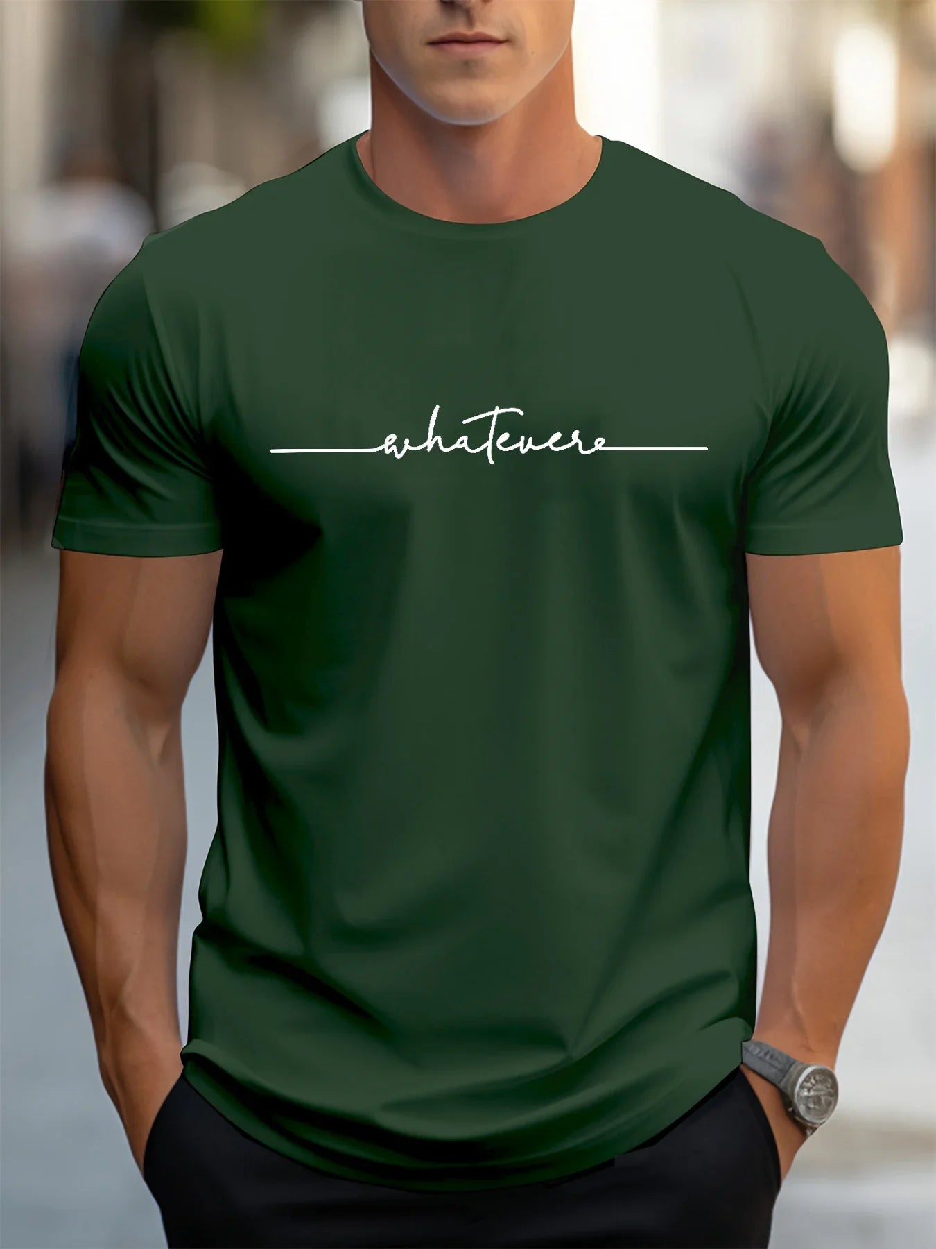 Men's Summer Casual Loose Size 100% Cotton Letter Print Round Neck Short Sleeve T-shirt Top
