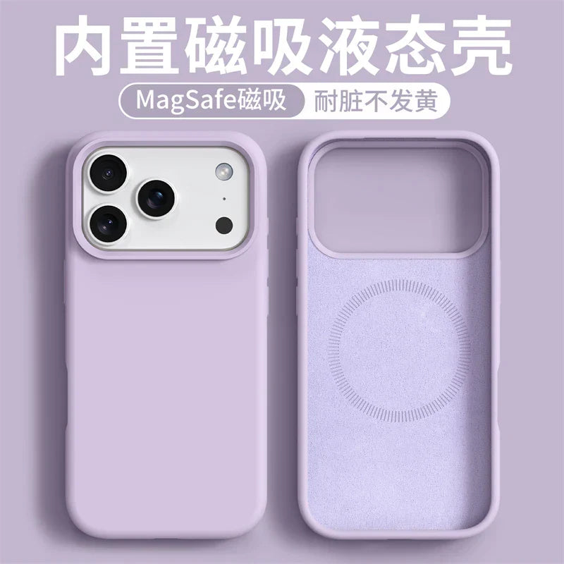Magnetic Case For iPhone 17 Pro Max 17 Ari MagSafe Liquid Silicone Comfortable Feel Built in Flocking Protect Cover