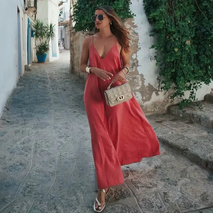 Red Slip Maxi Dress Women Sexy Backless Long Dresses for Woman Summer Beach Female Dress Draped Party Dresses Women
