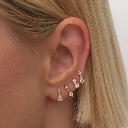925 Sterling Silver 3pcs 4pcs Set Zircon Stud Earrings 18k Gold Star Minimalism Huggies Earring Fine Jewelly Set Party Gift