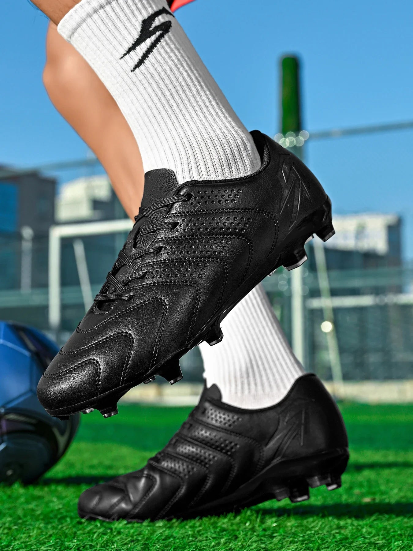 AG/FG Soccer Boots Unisex Youth Adult PU Fabric Upper TPU Sole Non-Slip Wear-Resistant Outdoor Sports Pitch