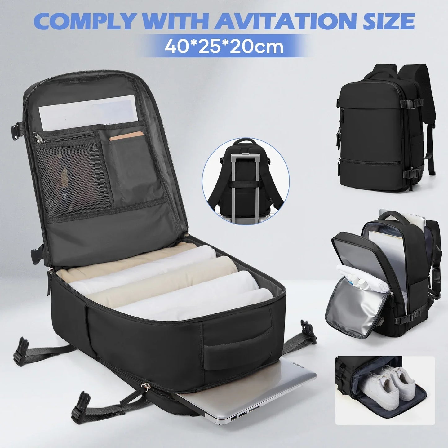 Backpack Travel Cabin Airplane 40x20x25, Backpack Cabin for Ryanair Travel Suitcases 40x30x20 Men Cabin Hand Luggage Anti-theft