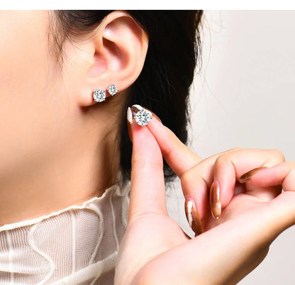 2 Carat 8.0mm D Color Moissanite Stud Earrings For Women Top Quality 100% 925 Sterling Silver Sparkling Wedding Jewelry