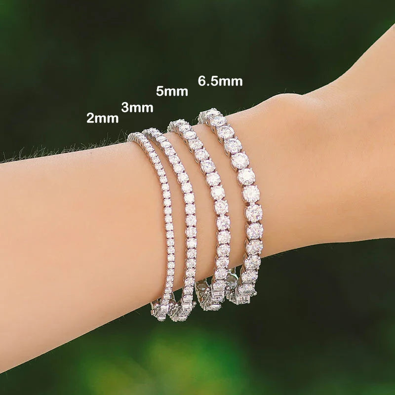 3mm 4mm 5mm Moissanite Tennis Bracelet for Women Men 925 Silver Plated 18k Gold Pass Diamond Tester Link Bracelets Bangle