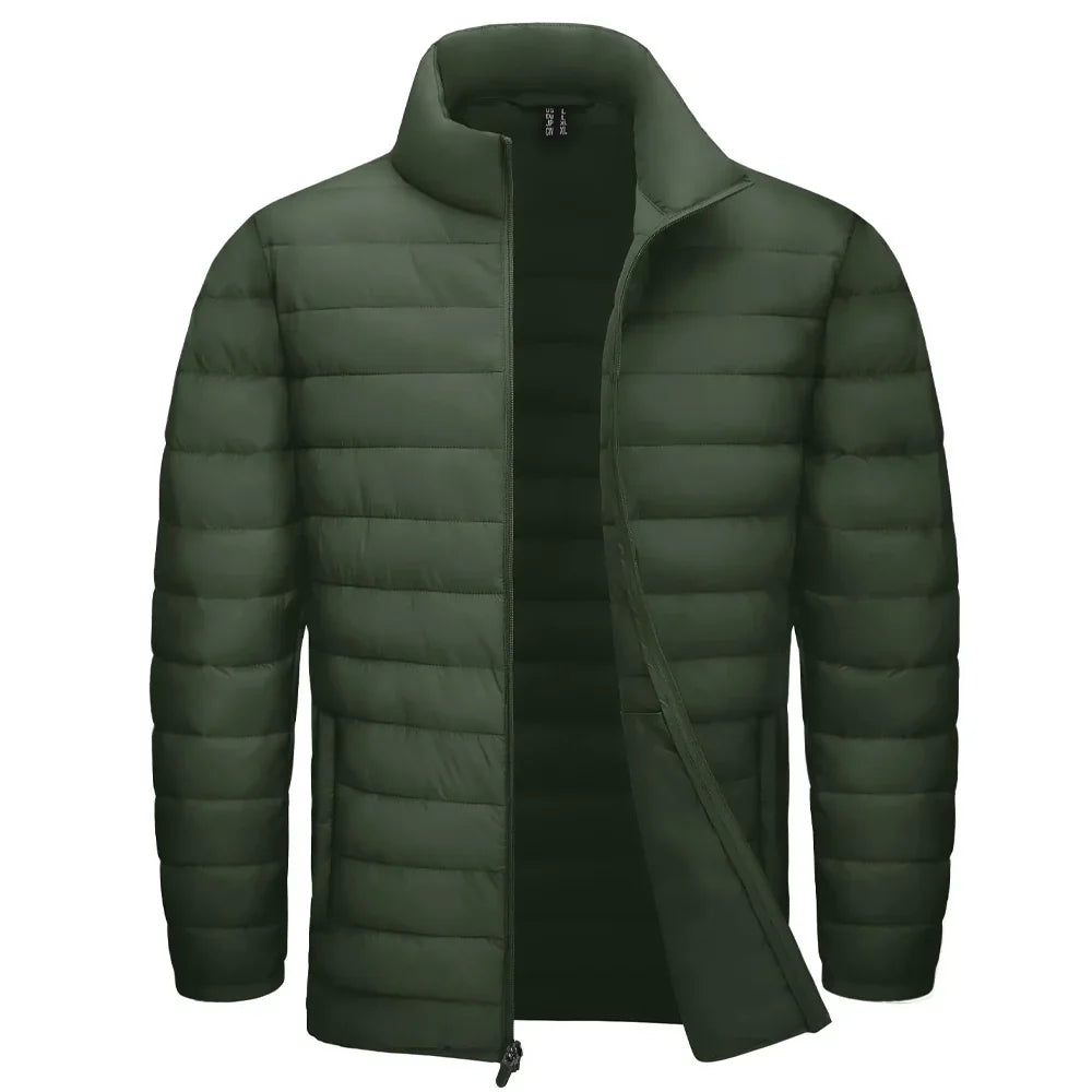 Stand Collar Lightweight Puffer Jackets Mens Quilted Jacket Water Resistant Ripstop Down Insulated Windbreaker Coats