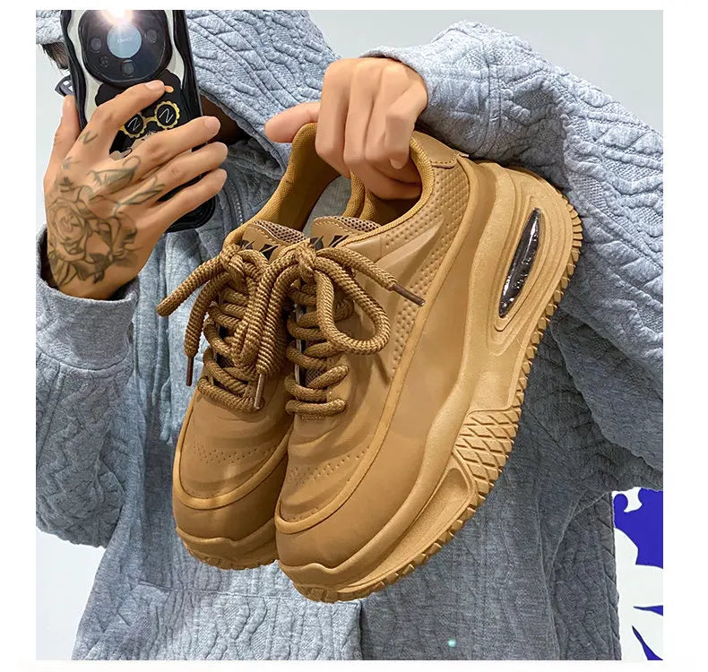 Tênis Esportivo Casual Masculino, Tênis de Skate Moderno com Sola Grossa, Calçados Masculinos Confortáveis e da Moda Adequados para Uso ao Ar Livre