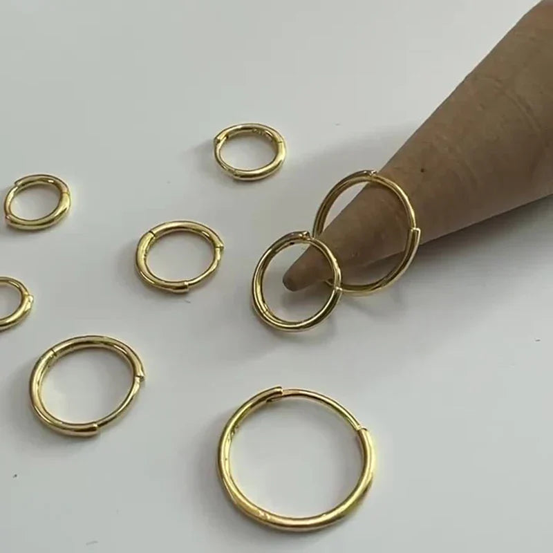 925 Sterling Silver Minimalist Glossy Circle Hoop Earrings for Women Fashion Simple Ear Bone Piercing Jewelry Accessories
