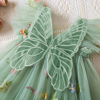 2026 All New Summer Tulle Toddler Girls Princess Dress 3D Butterfly Floral Embroidery Puff Skirt Girl's Party Gift Dress