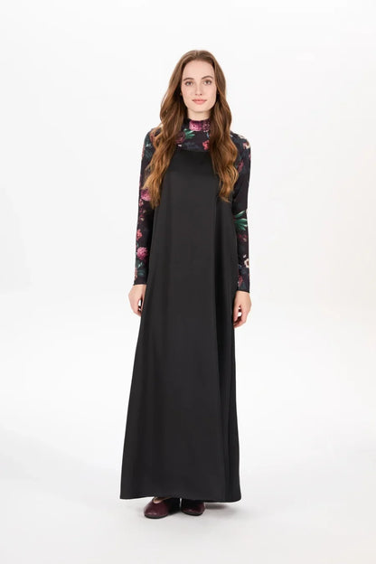 woman clothing mockneck + elegance slip satin dress matching look adjustable maxi floor length lady wear