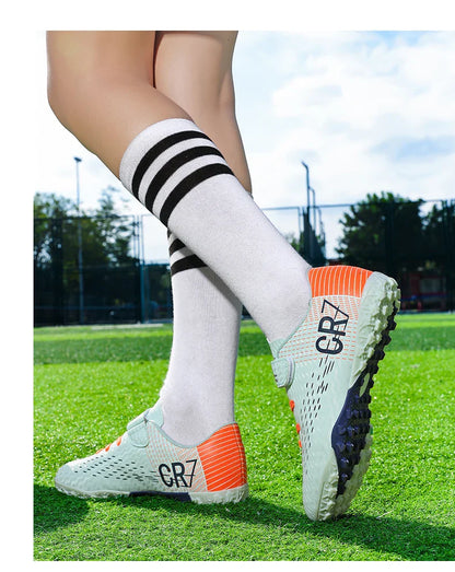 New Hot Children Football Boots Outdoor Trainers Soccer Shoes for Kids Boys Girls Hook Loop Football Cleats Futsal Sneakers28-39