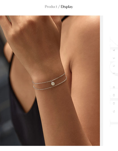 D Color Moissanite Bracelet 925 Sterling Silver Double Layer Lab Diamond Simple Bracelets For Women Fine Jewelry Gifts