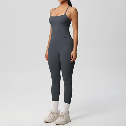 2PCS Yoga Set Nude Feeling Workout Sets Women Tracksuit Gym Push Up Fitness Running Workout Sportwear Sport Bra Leggings Suit
