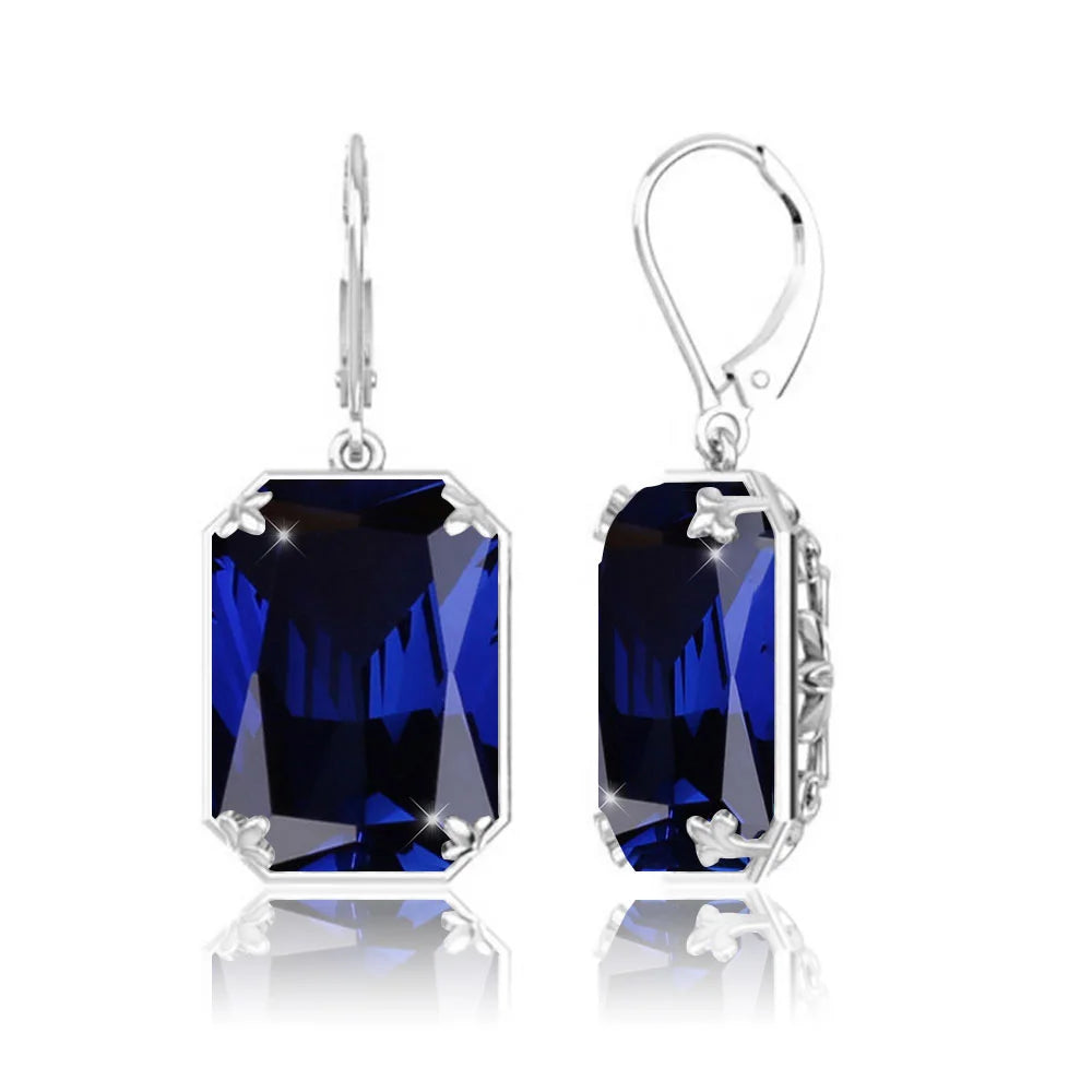 925 Sterling Sliver Earrings For Woman Vintage Ruby Gemstone Wedding Party Lever Back Drop Earring Handmade Designer Jewelry