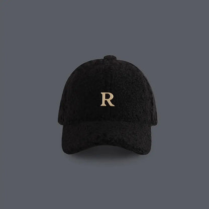 Baseball Cap Winter Hats For Women Men Unisex Letter Metal Logo Imitation Cashmere Keep Warm Simple Casual Winter Cap New Velvet