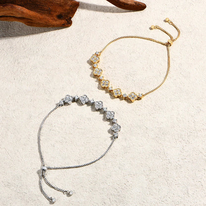 Stars Design Moissanite Bracelets For Women S925 Sterling Silver Adjustable 24cm Box Chain Lucky Birthday Gifts Jewelry