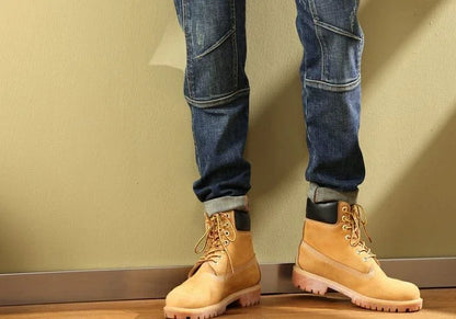 Man Cowboy Pants with Pockets Men's Jeans Motorcycle Tapered Trousers Straight Retro Trend 2025 Classic Stylish Goth Denim Buggy