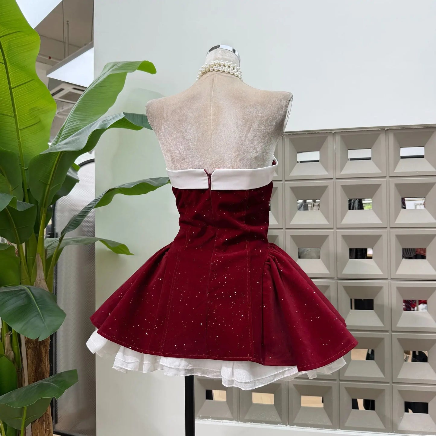 Women Strapless Backless Polka Dot Bow A Line Dress Party Birthday Evening Ball Gowns Nightclub Show Wear Fashion Vestido