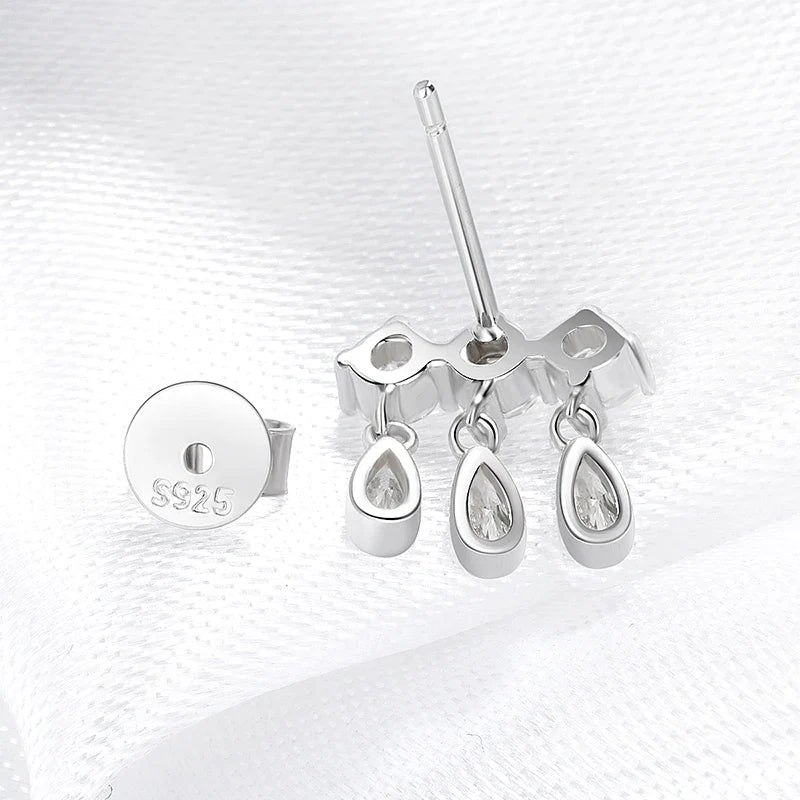 Pear Cut Full Moissanite Drop Earrings for Women Sparkling Luxury Quality Jewelry Wedding Party S925 Sterling Silver
