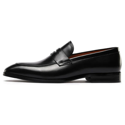 Mens Penny Loafers Elegant Wedding Party Full Grain Leather Casual Dress Shoes Brown Black Business Formal Shoes Moccasins
