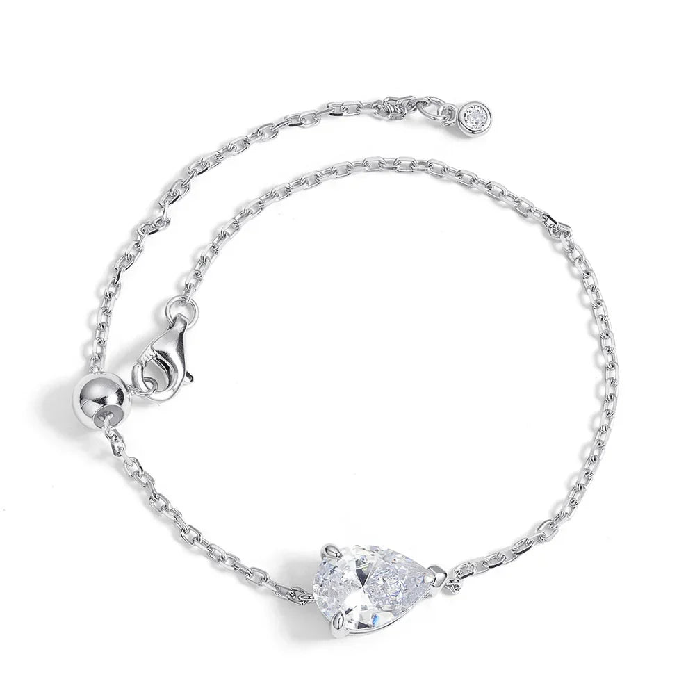 2CT Water Drop Moissanite Bracelet Can Pass Diamond Test 100% S925 Silver Plated 18K Gold Adjustable chain for Women