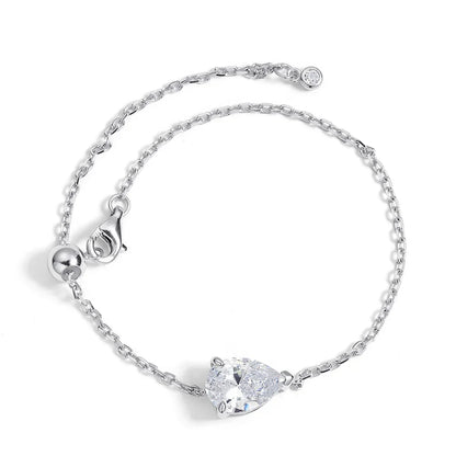 2CT Water Drop Moissanite Bracelet Can Pass Diamond Test 100% S925 Silver Plated 18K Gold Adjustable chain for Women